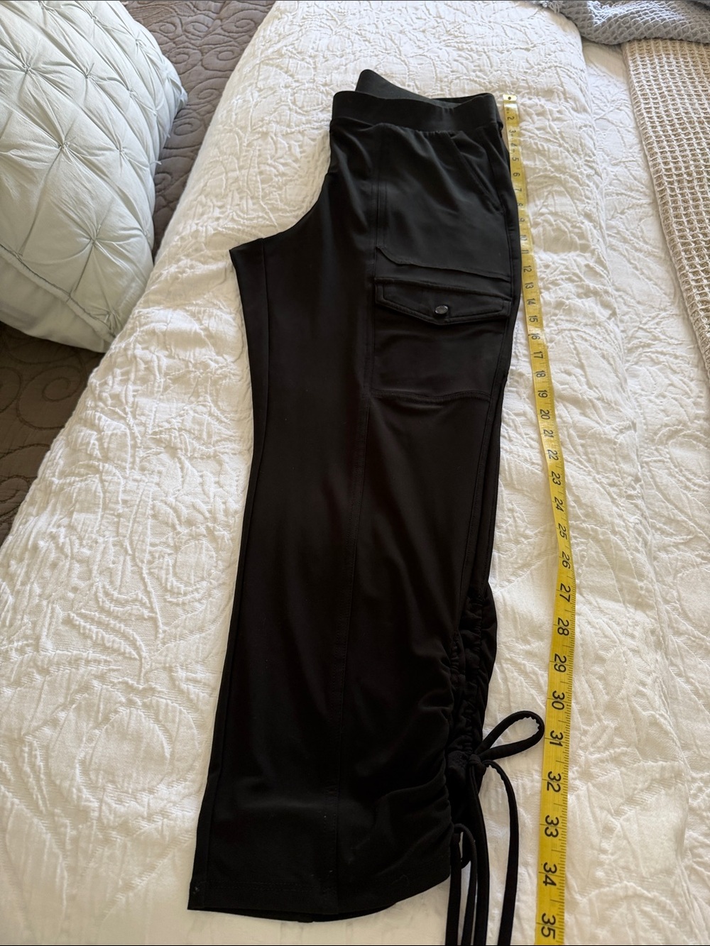 White House Black Market Black Cargo-Style Drawstring Track Pants - Picture 11 of 14